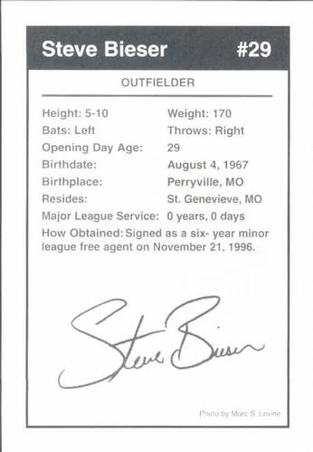 1997 Marc S. Levine New York Mets Photocards #6 Steve Bieser Back