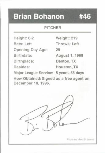 1998 Marc S. Levine New York Mets Photocards #5 Brian Bohanon Back