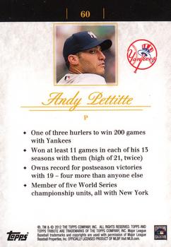 2012 Topps Tribute #60 Andy Pettitte Back