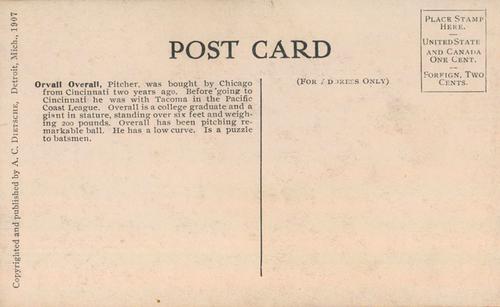 1907-09 A.C. Dietsche Postcards (PC765) #NNO Orval Overall Back