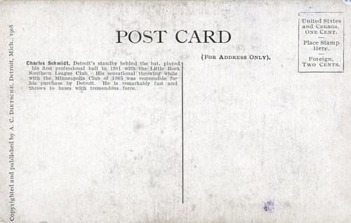 1907-09 A.C. Dietsche Postcards (PC765) #NNO Boss Schmidt Back