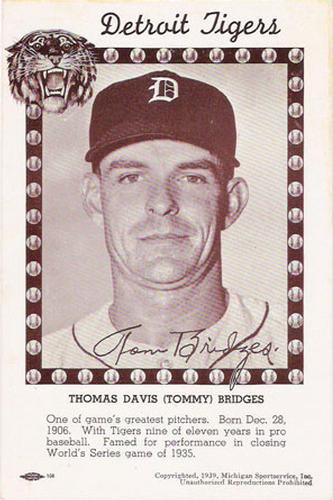 1940 Michigan Sportservice Detroit Tigers #NNO Tommy Bridges Front