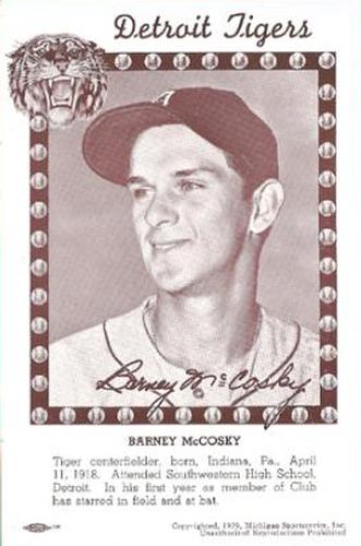 1940 Michigan Sportservice Detroit Tigers #NNO Barney McCosky Front