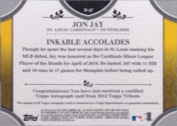 2012 Topps Tribute - Autographs #TA-JJ2 Jon Jay Back