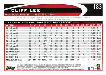 2012 Topps Opening Day #183 Cliff Lee Back