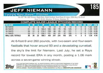 2012 Topps Opening Day #185 Jeff Niemann Back