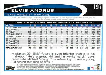 2012 Topps Opening Day #197 Elvis Andrus Back