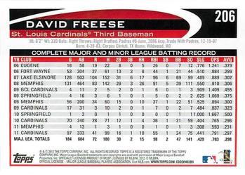 2012 Topps Opening Day #206 David Freese Back