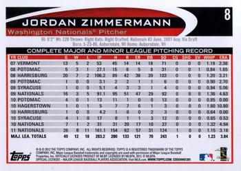 2012 Topps Opening Day #8 Jordan Zimmermann Back