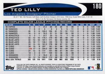 2012 Topps Opening Day #180 Ted Lilly Back
