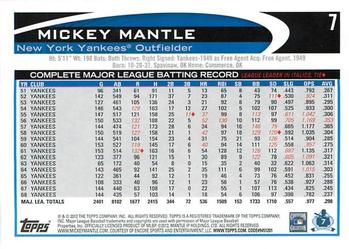 2012 Topps Opening Day #7 Mickey Mantle Back
