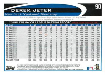 2012 Topps Opening Day #90 Derek Jeter Back
