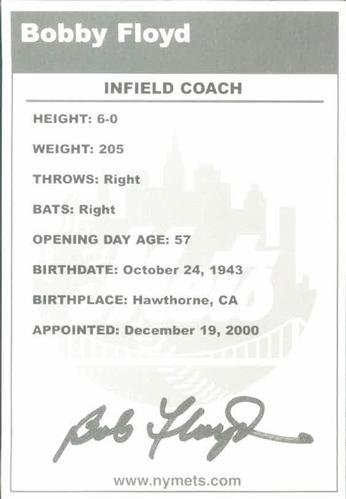 2001 New York Mets Marc S. Levine Photocards #7 Bobby Floyd Back