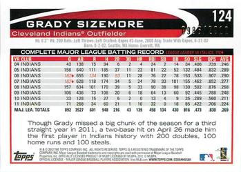 2012 Topps Opening Day - Blue #124 Grady Sizemore Back