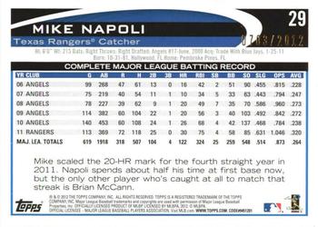 2012 Topps Opening Day - Blue #29 Mike Napoli Back