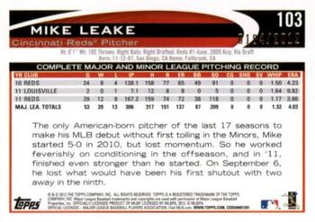 2012 Topps Opening Day - Blue #103 Mike Leake Back