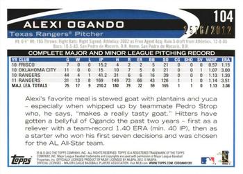 2012 Topps Opening Day - Blue #104 Alexi Ogando Back