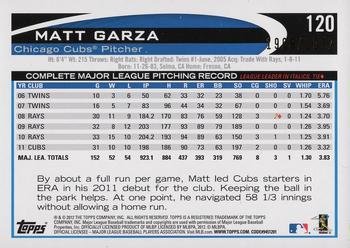 2012 Topps Opening Day - Blue #120 Matt Garza Back