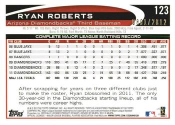 2012 Topps Opening Day - Blue #123 Ryan Roberts Back