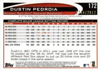 2012 Topps Opening Day - Blue #172 Dustin Pedroia Back