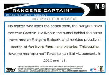 2012 Topps Opening Day - Mascots #M-9 Rangers Captain Back