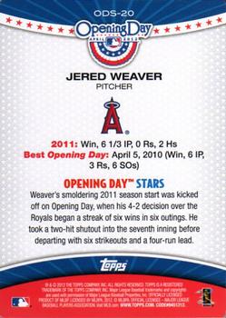 2012 Topps Opening Day - Opening Day Stars #ODS-20 Jered Weaver Back