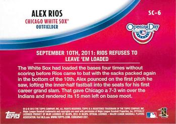 2012 Topps Opening Day - Superstar Celebrations #SC-6 Alex Rios Back