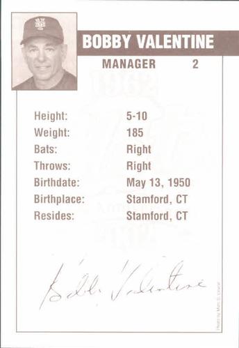 2002 New York Mets Marc S. Levine Photocards #30 Bobby Valentine Back