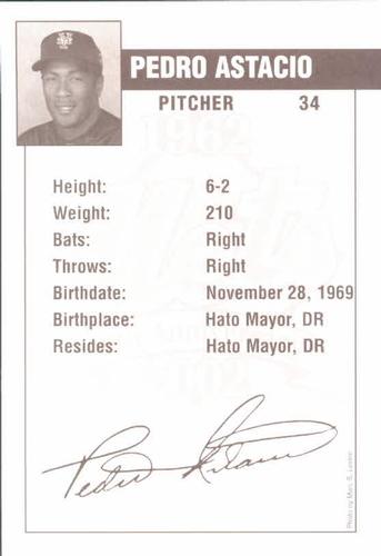 2002 New York Mets Marc S. Levine Photocards #3 Pedro Astacio Back