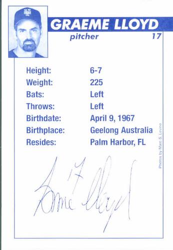 2003 New York Mets Marc S. Levine Photocards #17 Graeme Lloyd Back