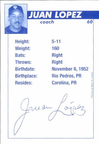 2003 New York Mets Marc S. Levine Photocards #18 Juan Lopez Back