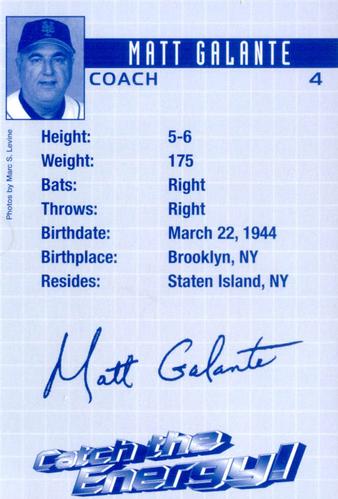 2004 New York Mets Marc S. Levine Photocards #NNO Matt Galante Back