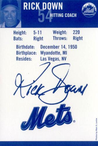 2005 New York Mets Marc S. Levine Photocards #NNO Rick Down Back