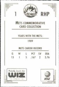 1991 The Wiz New York Mets #1 Don Aase Back