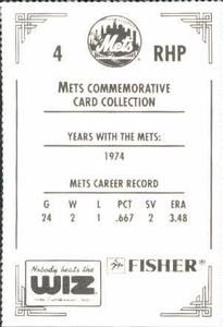 1991 The Wiz New York Mets #4 Jack Aker Back