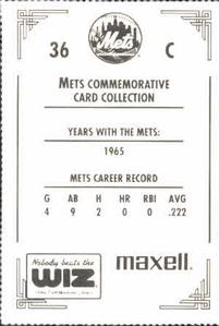 1991 The Wiz New York Mets #36 Yogi Berra Back