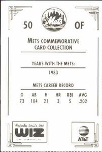 1991 The Wiz New York Mets #50 Mark Bradley Back