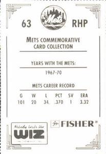 1991 The Wiz New York Mets #63 Don Cardwell Back