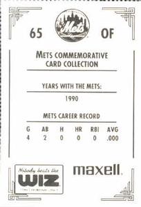 1991 The Wiz New York Mets #65 Chuck Carr Back