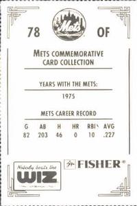 1991 The Wiz New York Mets #78 Gene Clines Back
