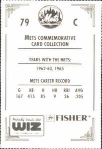 1991 The Wiz New York Mets #79 Choo Choo Coleman Back