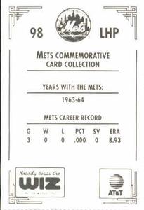 1991 The Wiz New York Mets #98 Steve Dillon Back