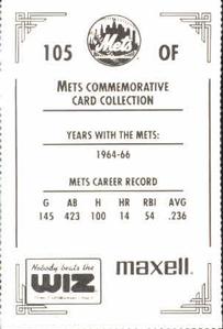 1991 The Wiz New York Mets #105 Larry Elliot Back