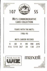 1991 The Wiz New York Mets #107 Kevin Elster Back