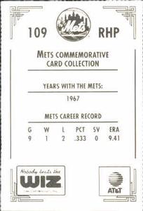 1991 The Wiz New York Mets #109 Chuck Estrada Back