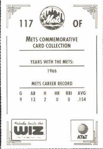 1991 The Wiz New York Mets #117 Shaun Fitzmaurice Back