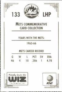 1991 The Wiz New York Mets #133 Rob Gardner Back