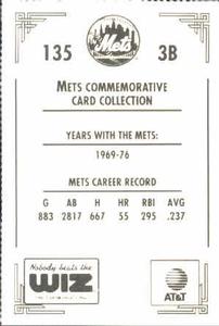 1991 The Wiz New York Mets #135 Wayne Garrett Back