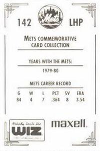 1991 The Wiz New York Mets #142 Ed Glynn Back