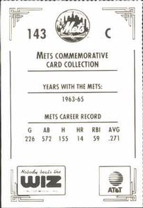 1991 The Wiz New York Mets #143 Jesse Gonder Back